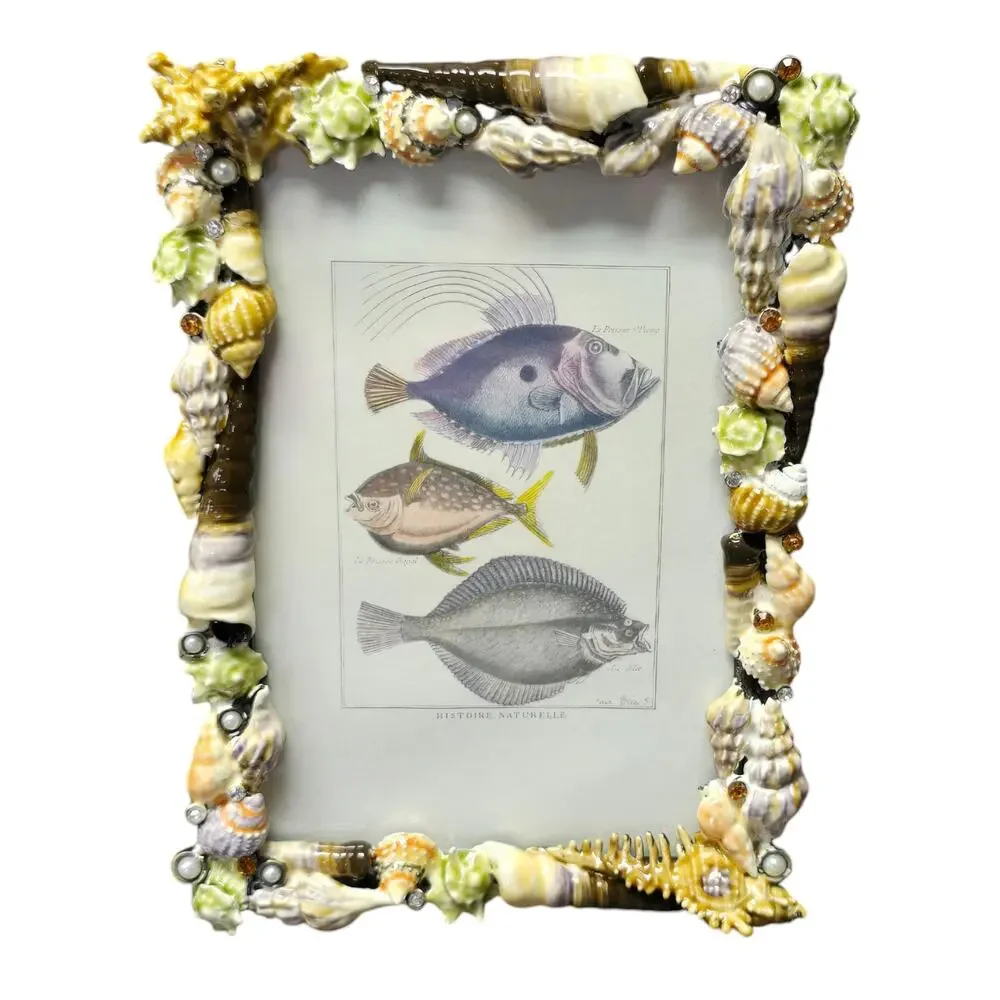 Sanibel Austrian Crystal by Two's Company Seashell Encrusted 5x7 Picture Frame
